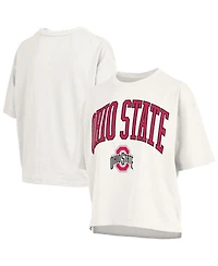 Pressbox Women's White Ohio State Buckeyes Plus Nelson Motley Crew Oversized Slub T-Shirt