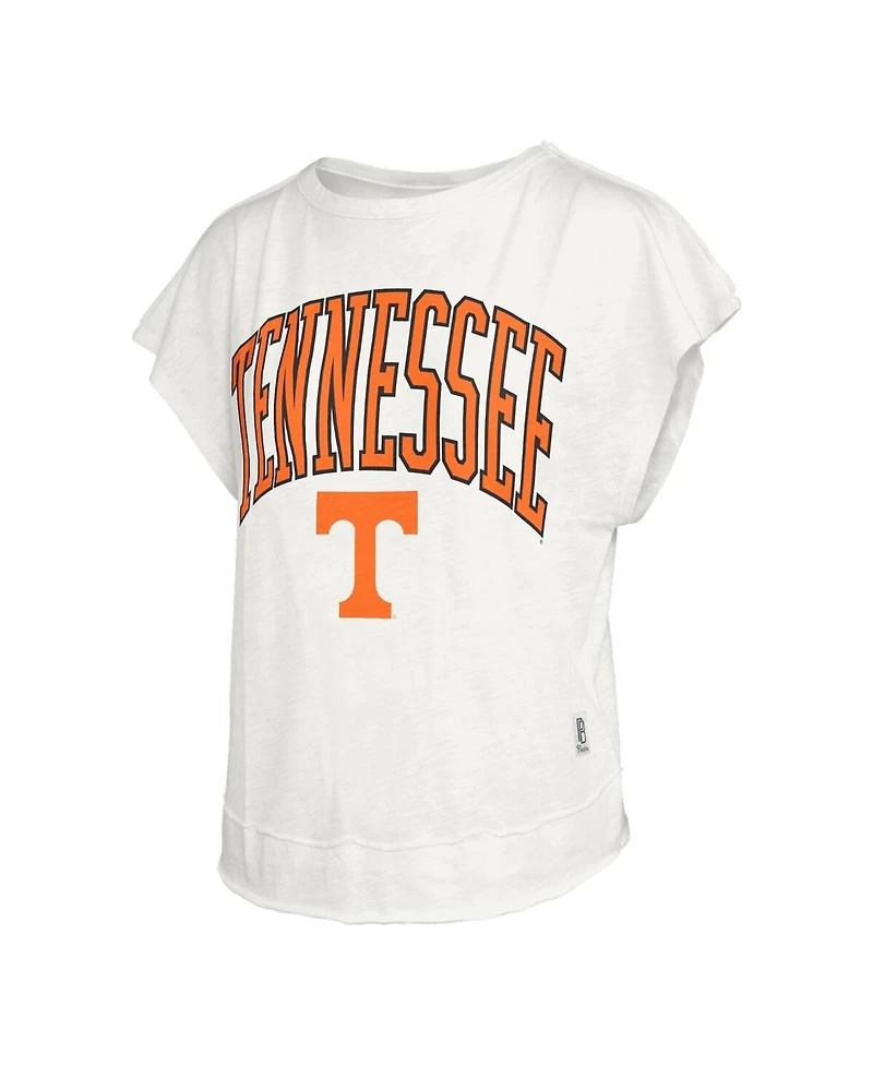 Pressbox Women's Cream Tennessee Volunteers Nelson Movement Open Back Slub T-Shirt