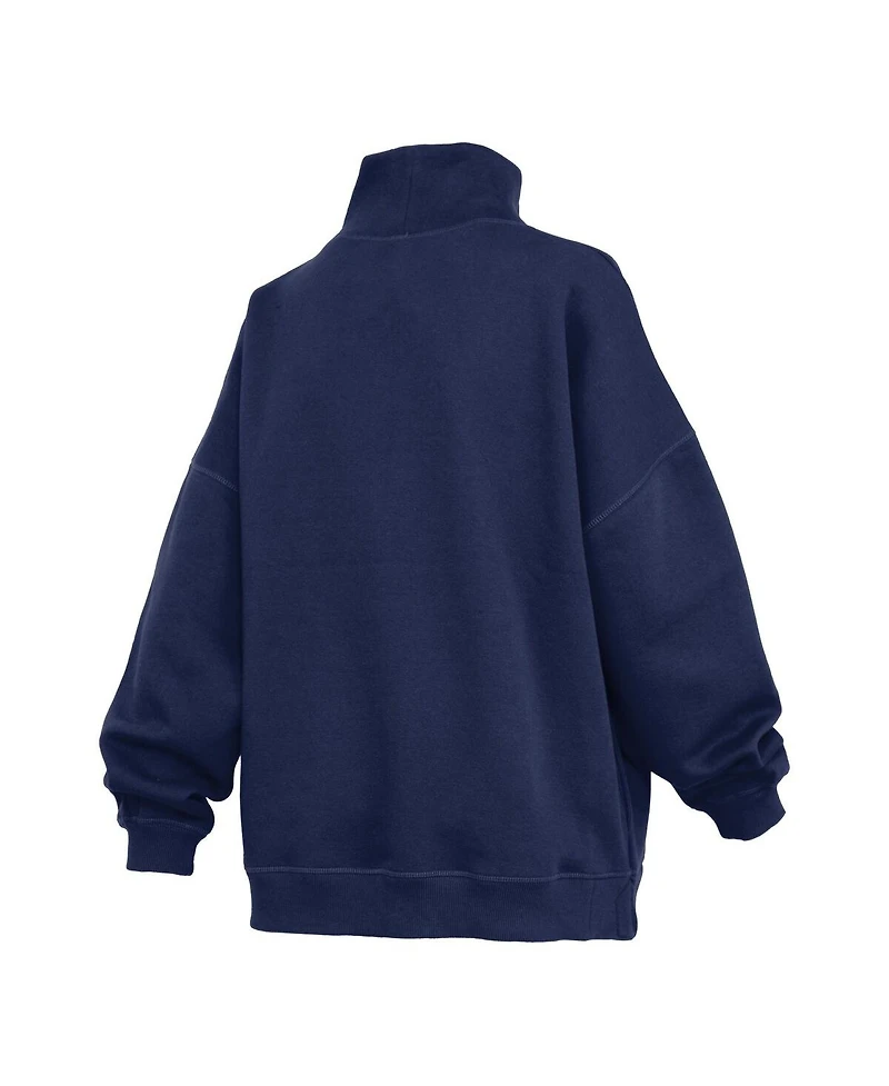 Pressbox Women's Navy Auburn Tigers Oversized Mock Neck Sweatshirt