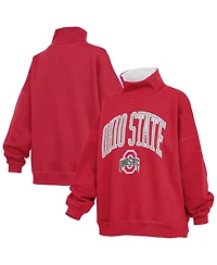 Pressbox Women's Scarlet Ohio State Buckeyes Oversized Mock Neck Sweatshirt