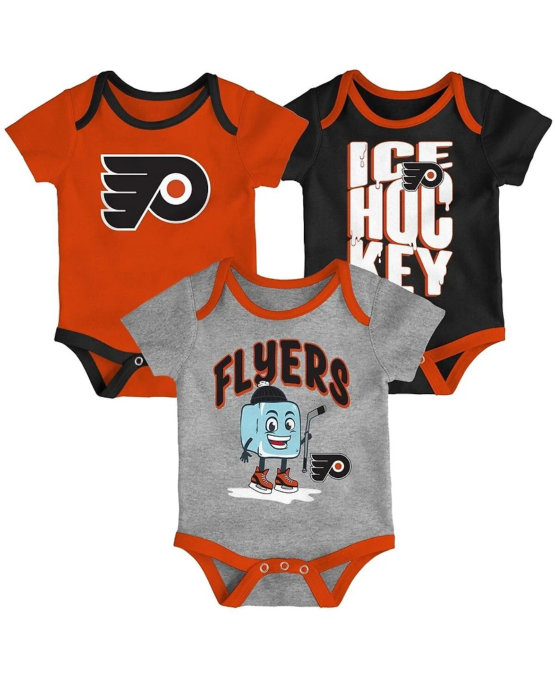 Outerstuff Baby Boys and Girls 3-Pack Philadelphia Flyers Triple Header Bodysuit Set