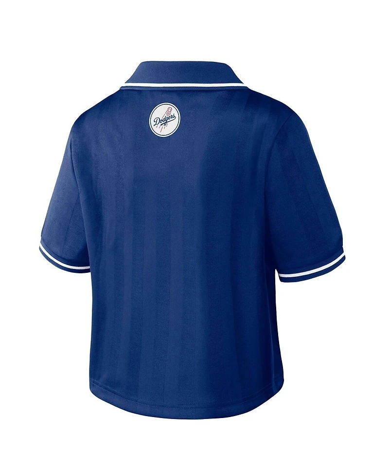 Wear by Erin Andrews Women's Royal Los Angeles Dodgers Cropped Polo Shirt