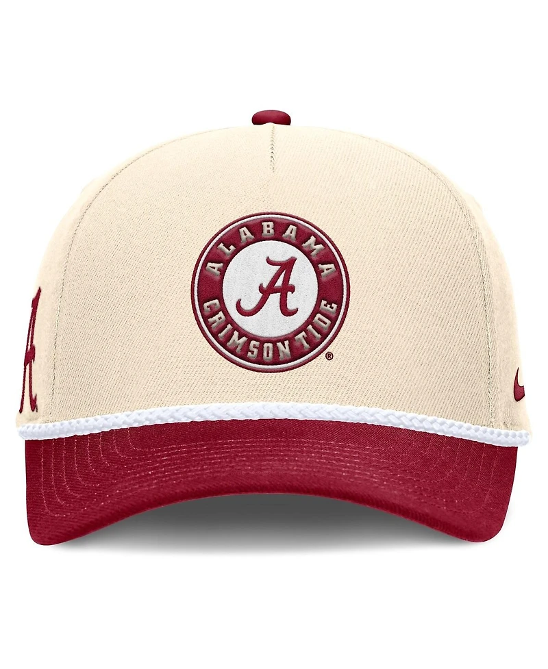 Nike Men's and Women's Natural Alabama Crimson Tide 2026 Primetime Natural 5-Panel Rope 2-Tone Rise Hat