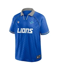Fanatics Men's Blue/Gray Detroit Lions Homerun Raglan V-Neck Polo Shirt