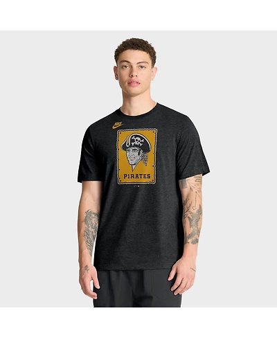 Nike Men's Heather Black Pittsburgh Pirates Cooperstown Logo Tri-Blend T-Shirt