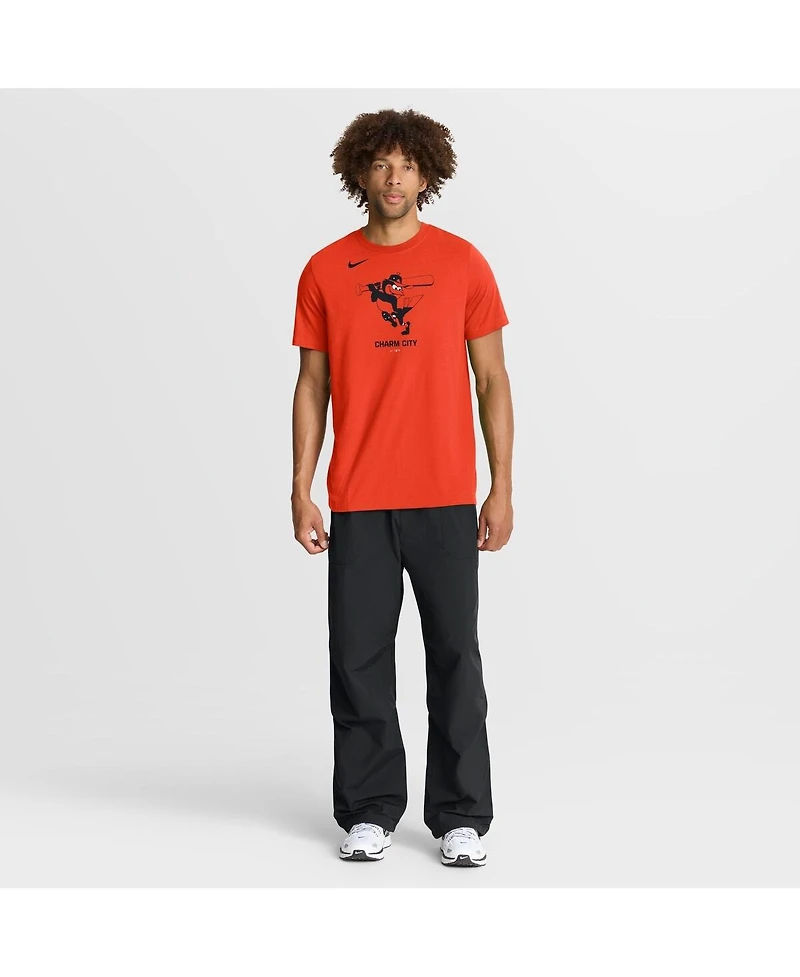 Nike Men's Orange Baltimore Orioles Tri-Blend Logo T-Shirt