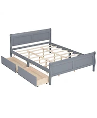 Costway Bed Frame with Storage Drawers, Wood Platform Headboard Footboard
