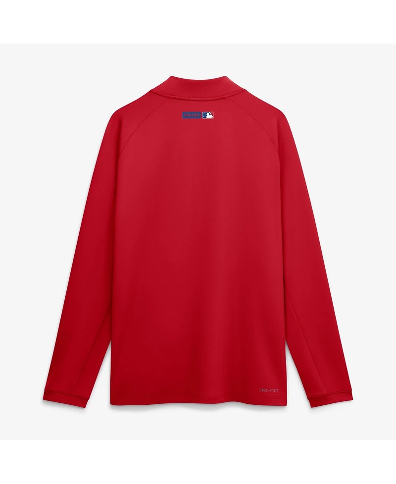 Nike Men's Red Philadelphia Phillies Authentic Collection Dri-fit Raglan Half-Zip Pullover Sweatshirt