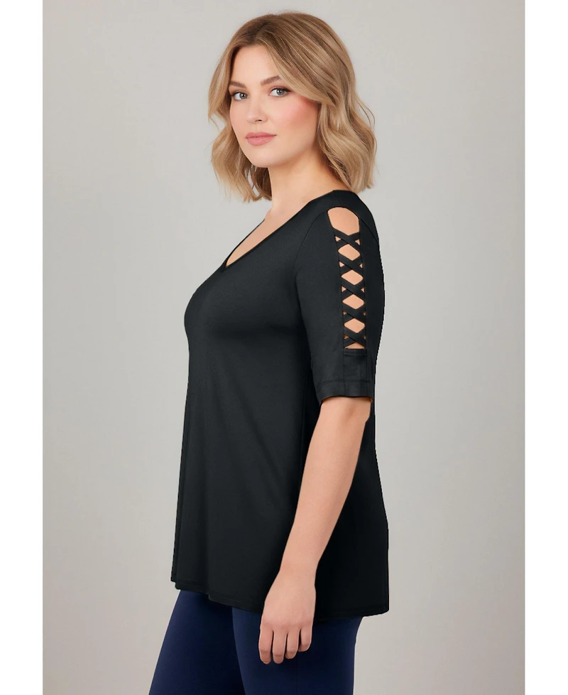 Avenue Women's Lattice Sleeve Tunic