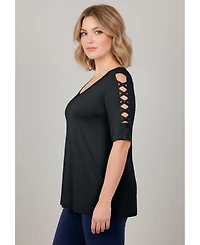 Avenue Women's Lattice Sleeve Tunic