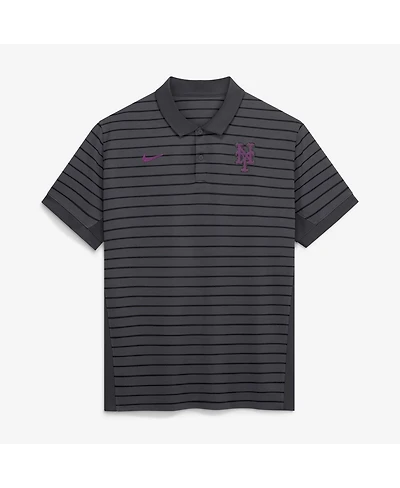 Nike Men's Anthracite/Black New York Mets Authentic Collection City Connect Striped Victory Dri-fit Polo Shirt