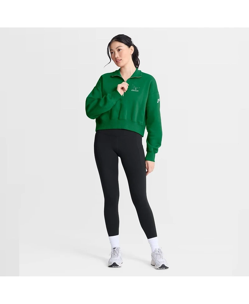 Nike Women's Kelly Green Philadelphia Eagles Phoenix Fleece Quarter-Zip Sweatshirt