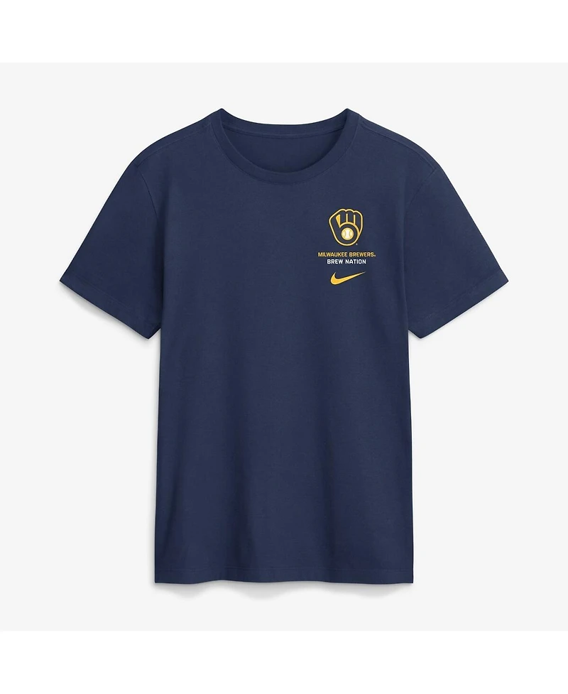 Nike Men's Navy Milwaukee Brewers Primetime 2-Hit T-Shirt