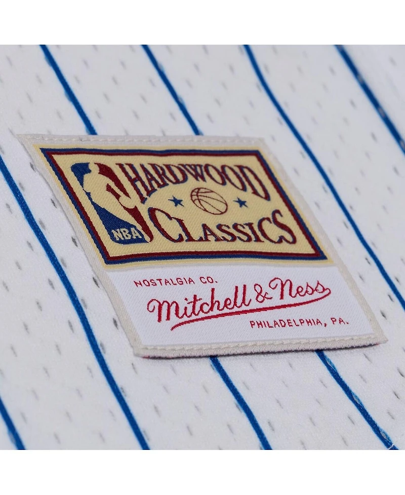 Mitchell & Ness Men's White Detroit Pistons Head Coach Pinstripe Mesh Full-Button Baseball Jersey