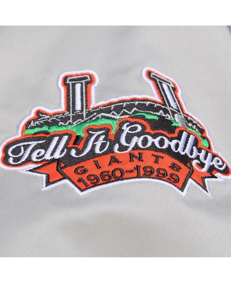 Mitchell & Ness Men's Gray San Francisco Giants Thunderstorm Head Coach Lightweight Satin Full-Snap Jacket