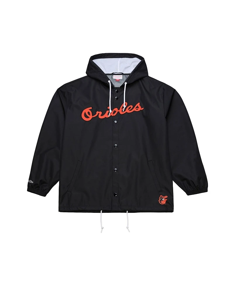 Mitchell & Ness Men's Black Baltimore Orioles Full-Snap Hooded Coaches Jacket