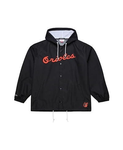 Mitchell & Ness Men's Black Baltimore Orioles Full-Snap Hooded Coaches Jacket