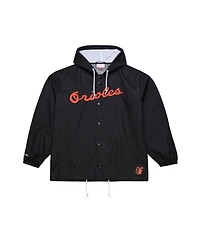 Mitchell & Ness Men's Black Baltimore Orioles Full-Snap Hooded Coaches Jacket