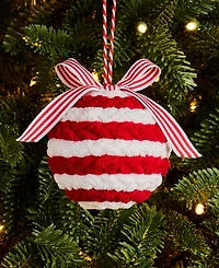 Holiday Lane Christmas Cheer Soft Red Stripe Ball Ornament, Macy's Exclusive