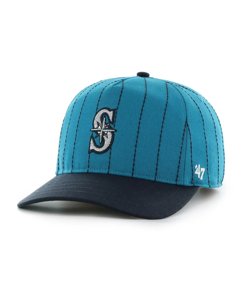 '47 Brand Men's x Rawlings Teal/Navy Seattle Mariners Pinstripe Hitch Adjustable Hat