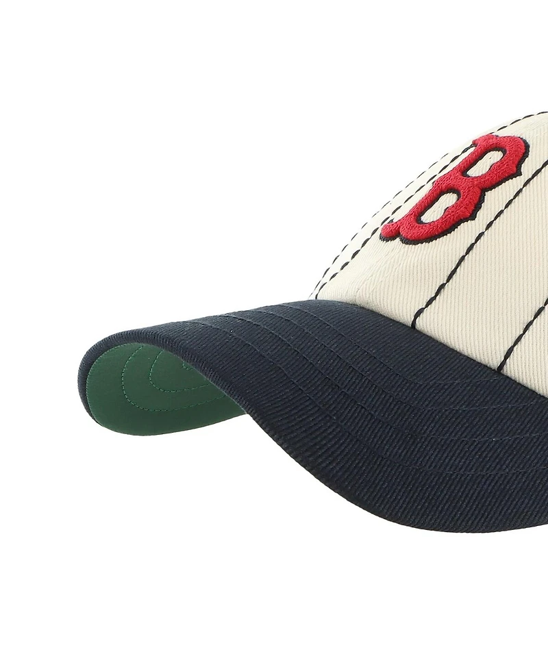 '47 Brand Men's x Rawlings Natural/Navy Boston Red Sox Pinstripe Clean Up Adjustable Hat