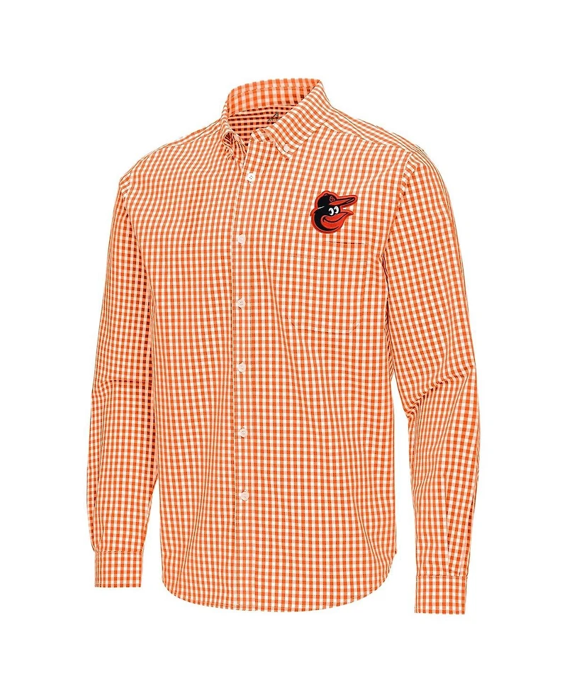 Antigua Men's Orange Baltimore Orioles Ellis Woven Tri-Blend Button-Down Shirt