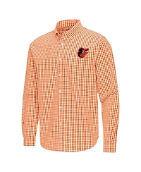 Antigua Men's Orange Baltimore Orioles Ellis Woven Tri-Blend Button-Down Shirt