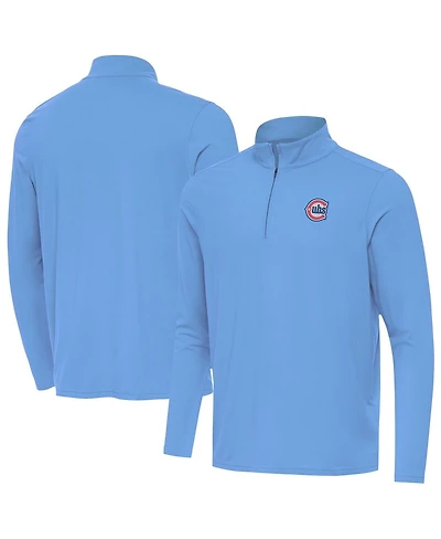 Antigua Men's Powder Blue Chicago Cubs Alternate Logo Intent Quarter-Zip Pullover Sweatshirt