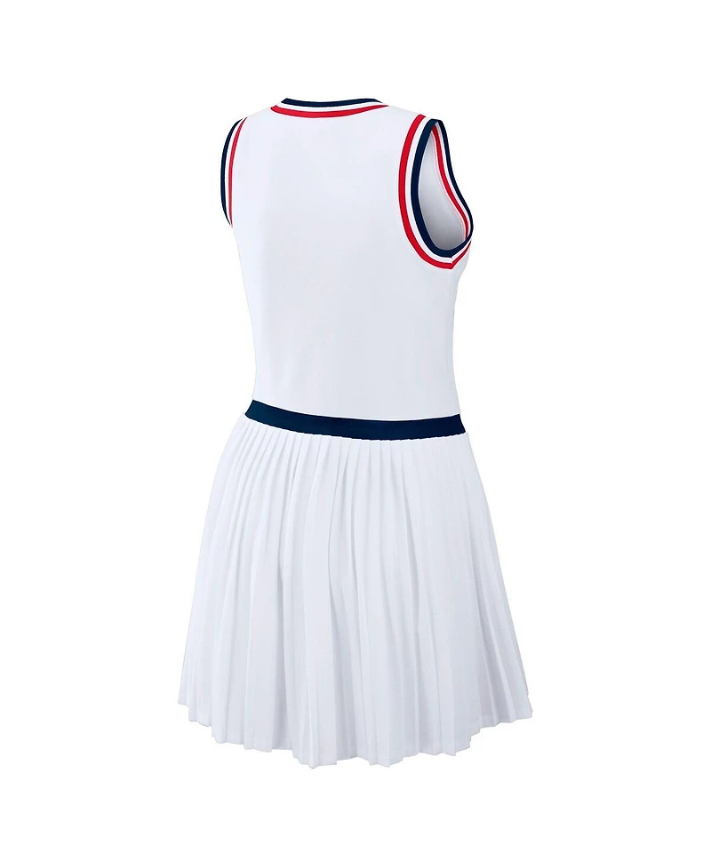 Wear by Erin Andrews Women's White Boston Red Sox Zip-Front Pleated Tri-Blend Scoop Neck Tank Dress
