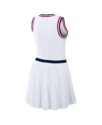 Wear by Erin Andrews Women's White Boston Red Sox Zip-Front Pleated Tri-Blend Scoop Neck Tank Dress