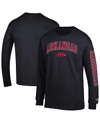 Champion Men's Black Arkansas Razorbacks Arch Over Logo 2-Hit Long Sleeve T-Shirt