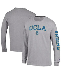 Champion Men's Heather Gray Ucla Bruins Arch Over Logo 2-Hit Long Sleeve T-Shirt