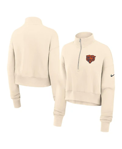Nike Women's Cream Chicago Bears Legacy Phoenix Fleece Cropped Half-Zip Sweatshirt
