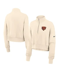 Nike Women's Cream Chicago Bears Legacy Phoenix Fleece Cropped Half-Zip Sweatshirt