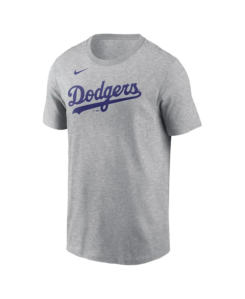 Nike Men's Yoshinobu Yamamoto Heather Gray Los Angeles Dodgers Name and Number T-Shirt