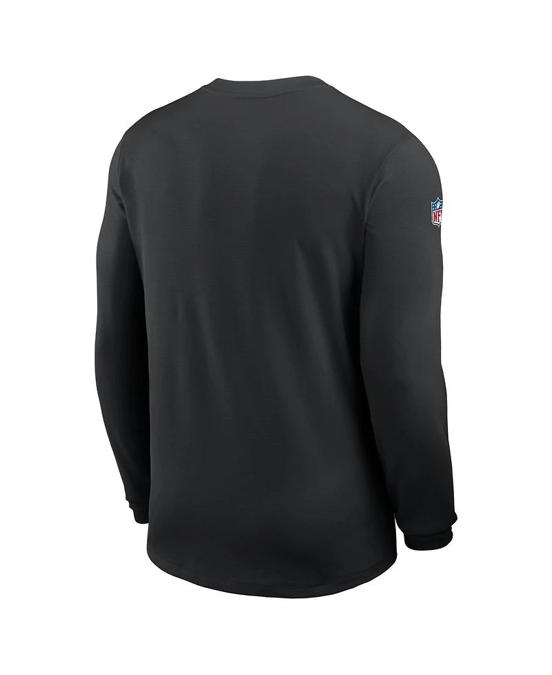 Nike Men's Black Philadelphia Eagles Sideline Coaches Uv Dri-fit Long Sleeve T-Shirt