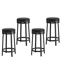 homfan Set of 2 24 Inch Swivel Counter Height Bar Stools, Backless Round Pu Leather Seat, Strong Metal Frame Modern Chairs for Kitchen