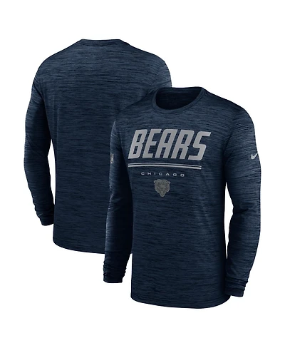 Nike Men's Navy Chicago Bears Sideline Offensive Transition Velocity Dri-fit Long Sleeve T-Shirt