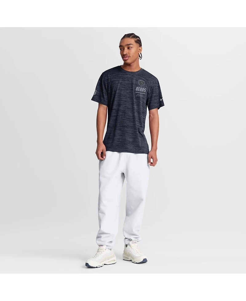 Nike Men's Navy Chicago Bears Sideline Double Covered Dri-fit Velocity T-Shirt