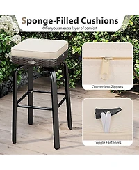 Sugift 3-Piece Outdoor Swivel Bar Set Pe Rattan Bar Height Table with 2 Chairs
