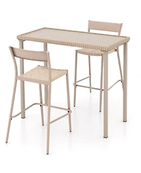 Sugift 3-Piece Patio Bar Table Set with High Table and 2 Armless Chairs