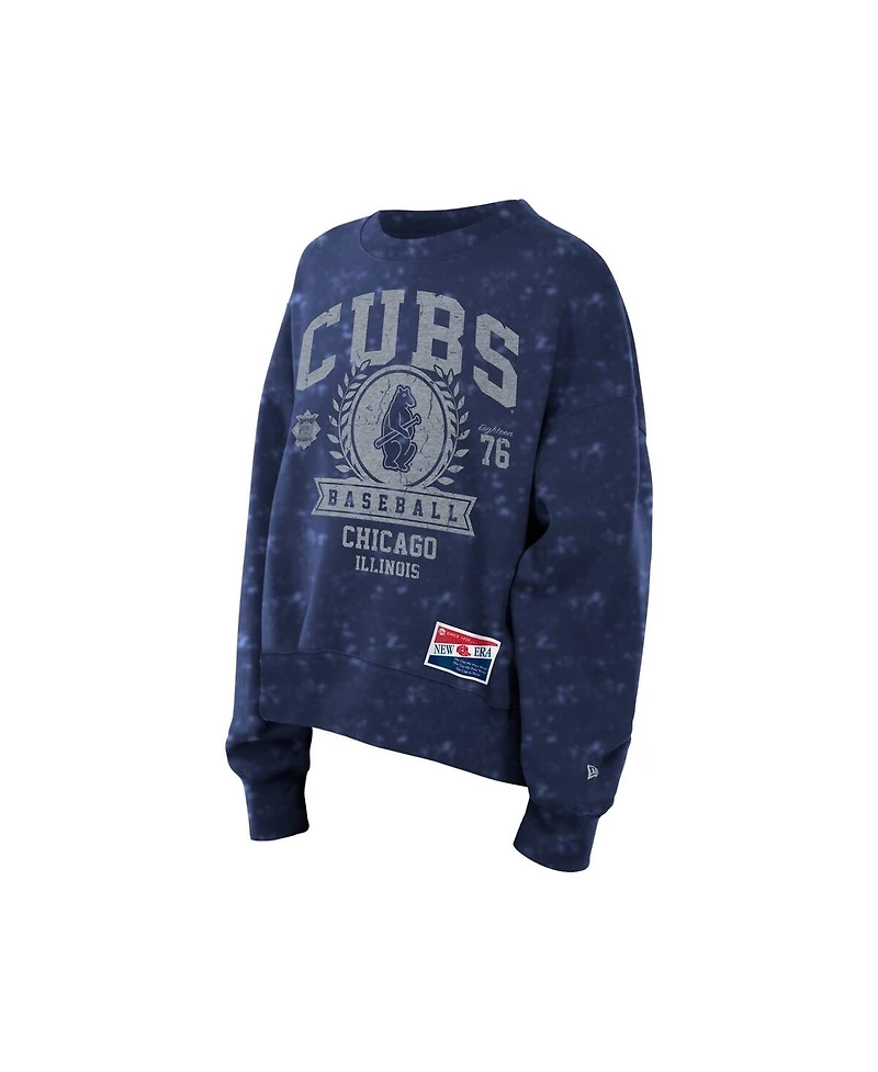 New Era Women's Royal Chicago Cubs Throwback Oversized Boxy Sweatshirt