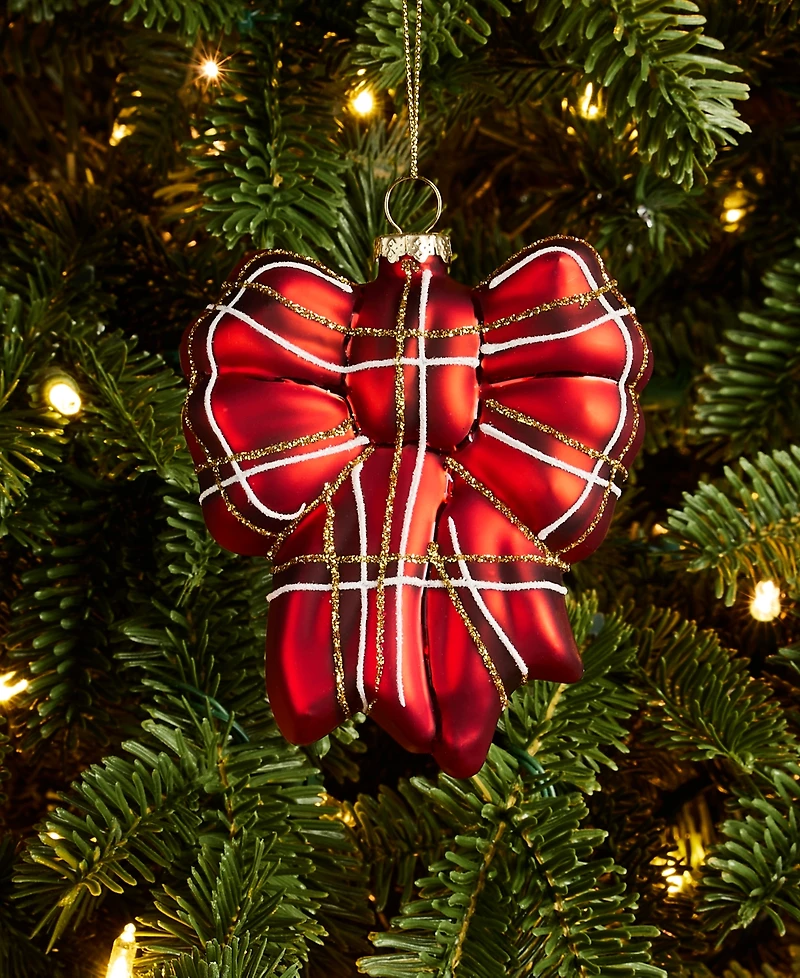 Holiday Lane Cozy Cabin Plaid Bow Ornament, Macy's Exclusive