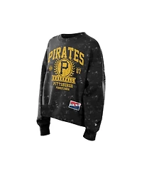 New Era Women's Black Pittsburgh Pirates Throwback Oversized Boxy Sweatshirt
