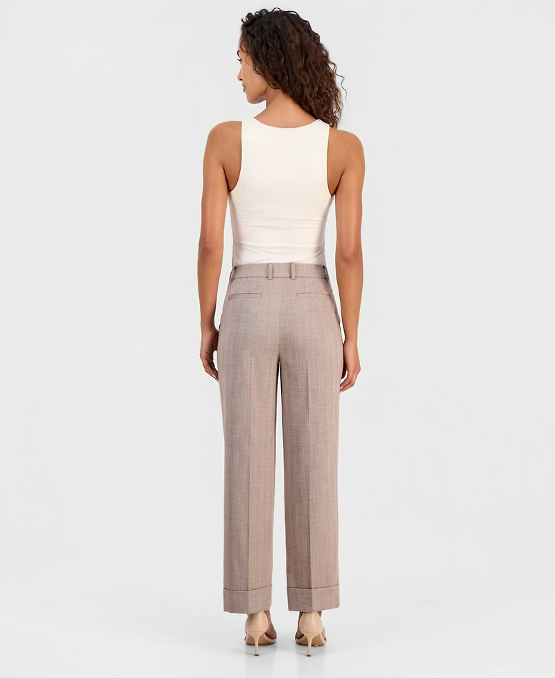 Anne Klein Women's High Rise Cuffed Straight-Leg Pants