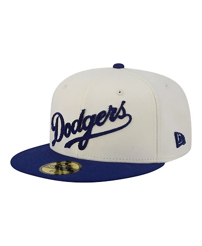 New Era Men's Cream Los Angeles Dodgers Two-Tone Stitch 59FIFTY Fitted Hat