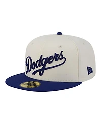 New Era Men's Cream Los Angeles Dodgers Two-Tone Stitch 59FIFTY Fitted Hat
