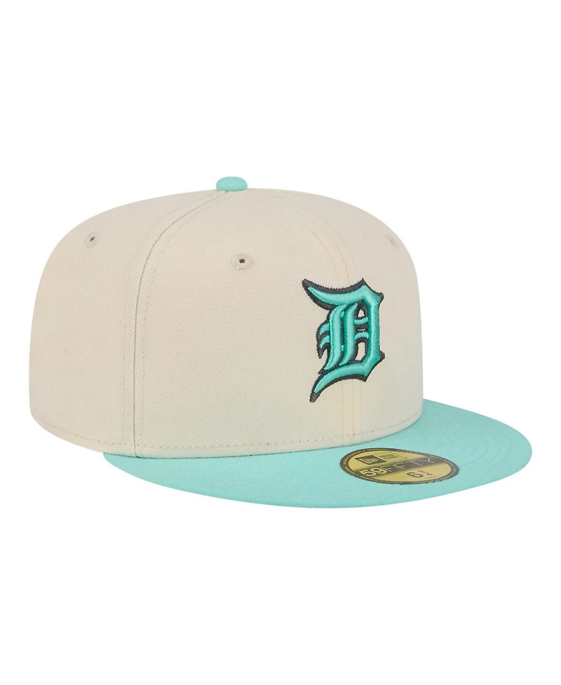 New Era Men's Light Beige/Turquoise Detroit Tigers Two-Tone Color Pack 59FIFTY Fitted Hat