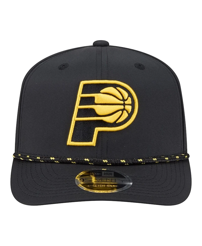 New Era Men's Black Indiana Pacers Sport Rope Vented Stretch-Snap 9SEVENTY Hat