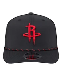 New Era Men's Black Houston Rockets Sport Rope Vented Stretch-Snap 9SEVENTY Hat